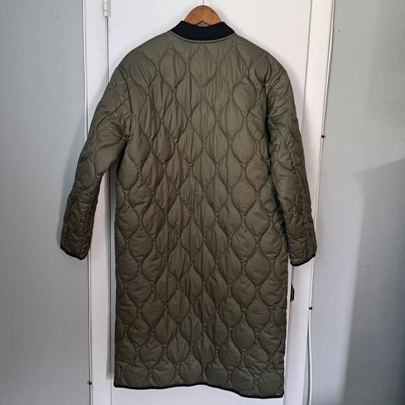 Everlane The ReNew Long Liner Quilted Coat Kalamata Green Oversized Wms Large - Picture 3 of 10